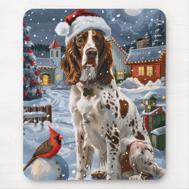 Engelskt Setter Winter Wonderland jul Joy Musmatta (Framsidan)
