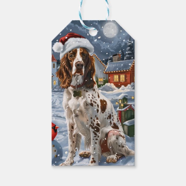 Engelskt Setter Winter Wonderland jul Joy Presentetikett (Framsidan)