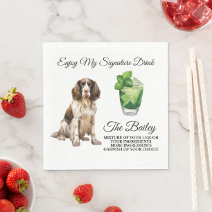 Engelskt Springer Spaniel Bröllops Signaturdryck Pappersservett