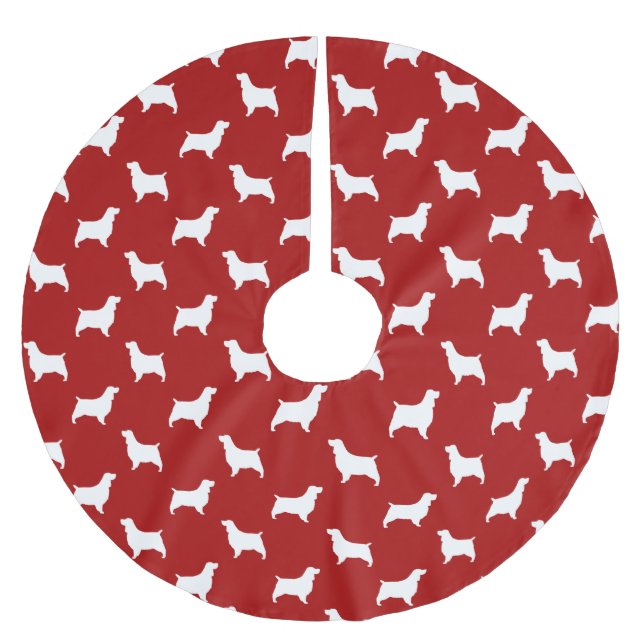 Engelskt Springer Spaniel Silhuett Mönster Röd Julgransmatta Borstad Polyester (Framsidan)