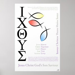 Engelskt stava för Icthus fisksymbol Poster