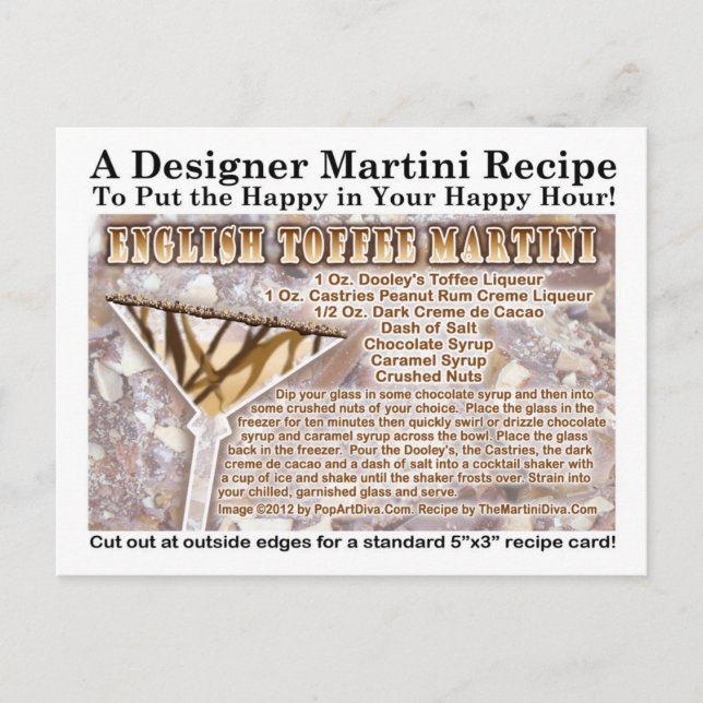 Engelskt Toffee Martini Recipe-vykort Vykort (Framsida)