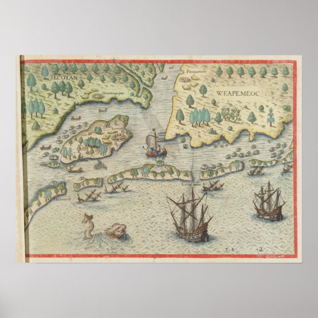 Engelsmännens ankomst till Virginia Poster (Framsidan)