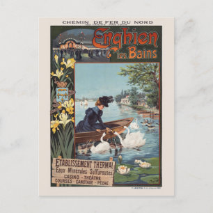Enghien les Bains Frankrike Vintage affisch 1900 Vykort