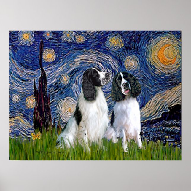 Engilsh Springer Pair - Starry Natt Poster (Framsidan)