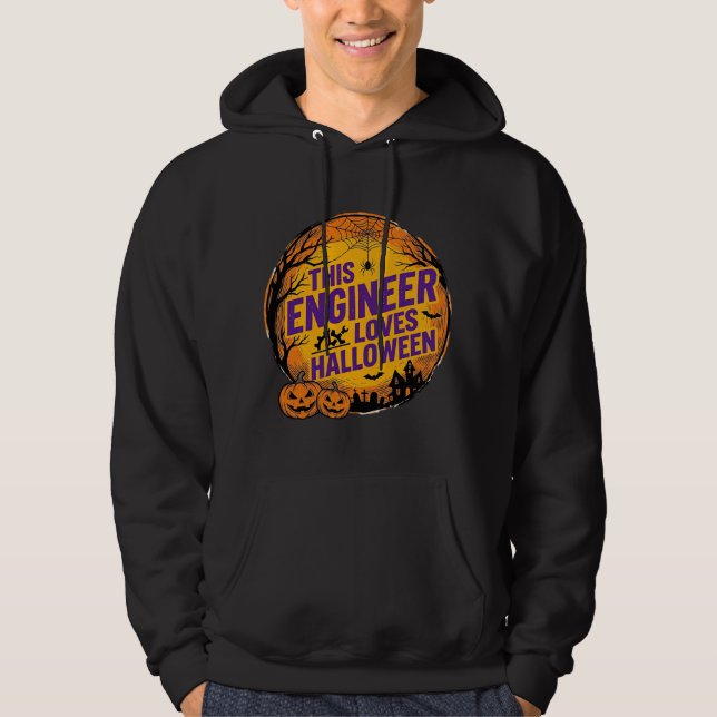 Engineer älskar Halloween Vintage Pumpkin Design_1 Hoodie (Framsida)