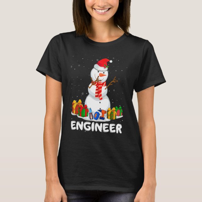 Engineer Christmas Funny Snowman Xmas Holiday Paja T Shirt (Framsida)