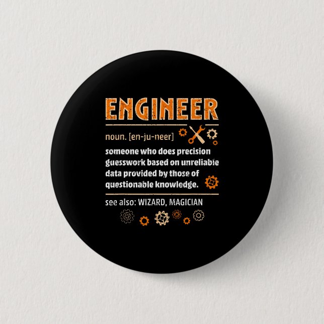 Engineer Definition Funny Engineering Nerdy Scienc Knapp (Framsida)