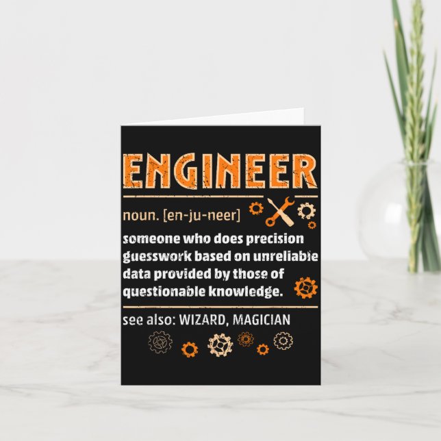 Engineer Definition Funny Engineering Nerdy Scienc Kort (Framsida)