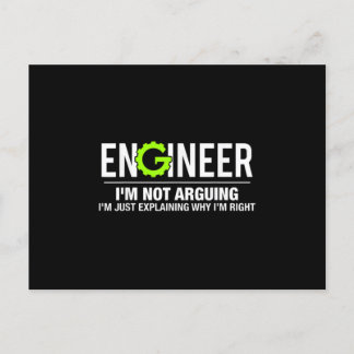 Engineer I'm Not Arguing Funny Engineering Meddelande Vykort
