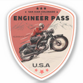 Engineer Pass Road färgglad motorcykelresa Klistermärken