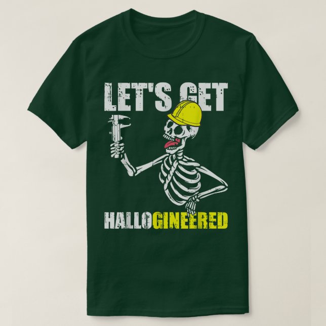 Engineer Skeleton Engineering Costume Funny Hallow T Shirt (Design framsida)