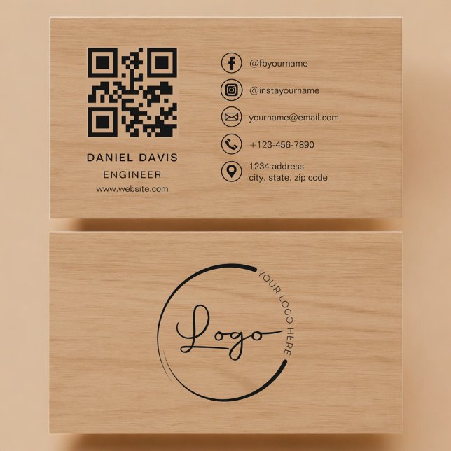 Engineer Wood Professional QR Code Visitkort (Skapare uppladdad)