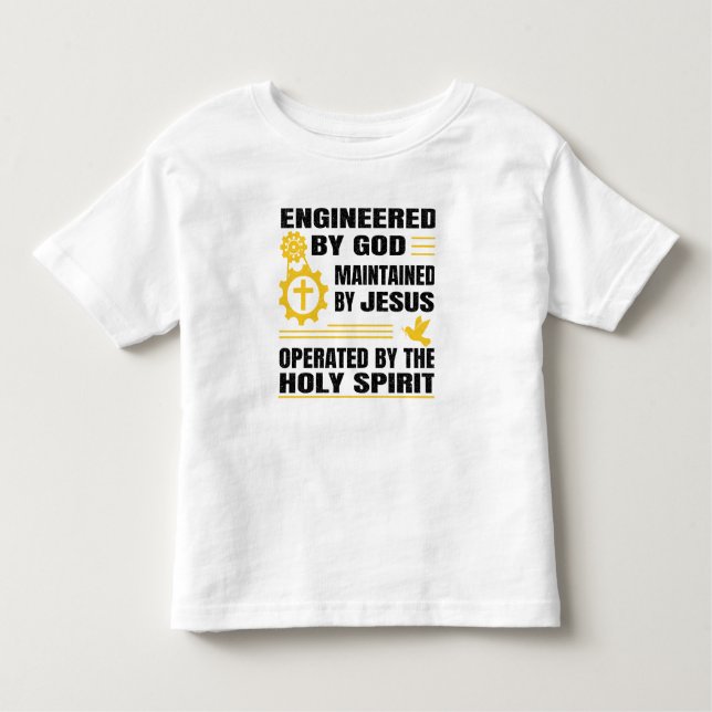 Engineered by God, Maintained by Jesus,  T Shirt (Framsida)