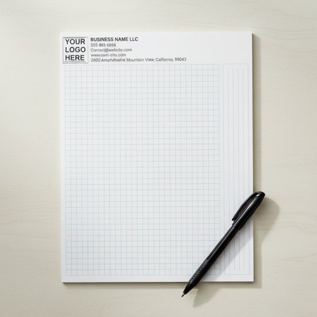 Engineering Graph Pad Paper with Corporate Logo Anteckningsblock (custom graph pads for business, corporate branded engineering paper, logo grid paper for office)