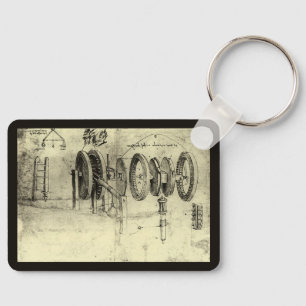 Engineering Sketch of a Wheel by Leonardo da Vinci Nyckelring