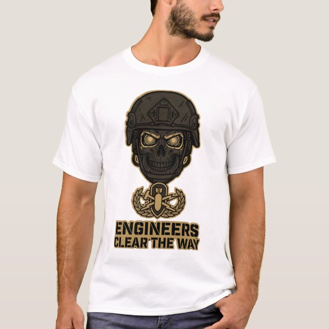Engineers Clear The Way Skull Helmet Tee (Framsida)