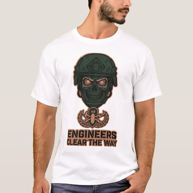 Engineers Clear The Way Skull Helmet Tee (Framsida)