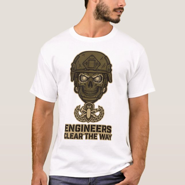 Engineers Clear The Way Skull Helmet Tee (Framsida)