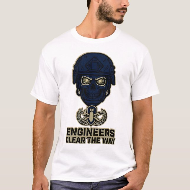 Engineers Clear The Way Skull Helmet Tee (Framsida)