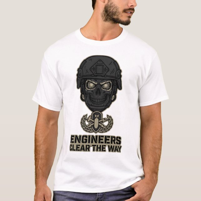 Engineers Clear The Way Skull Helmet Tee (Framsida)