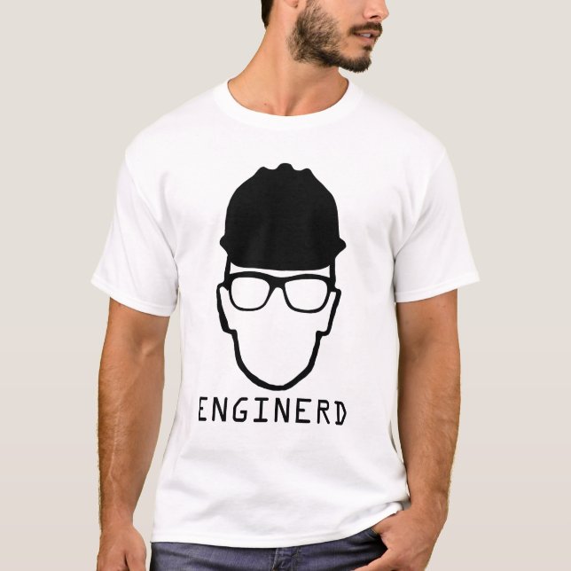 Enginerd som iscensätter nerdskjortan tee (Framsida)