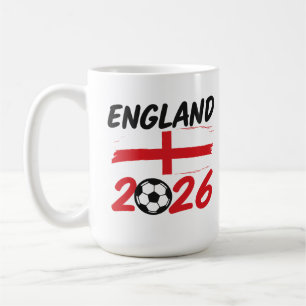 England 2026 Fotbollsfan-design, Kors och Fotboll Kaffemugg