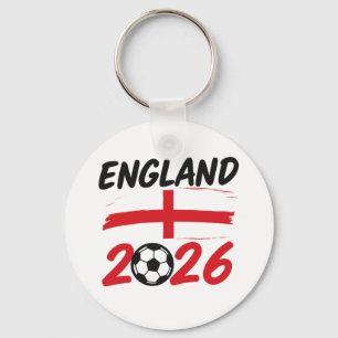 England 2026 Fotbollsfan-design, Kors och Fotboll Nyckelring