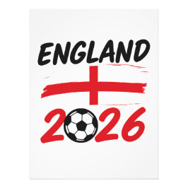 England 2026 Soccer Fan Design, Cross and Football Fototryck