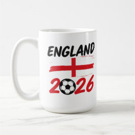 England 2026 Soccer Fan Design, Cross and Football Kaffemugg