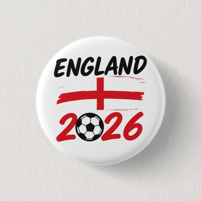 England 2026 Soccer Fan Design, Cross and Football Knapp (Framsida)