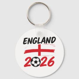 England 2026 Soccer Fan Design, Cross and Football Nyckelring