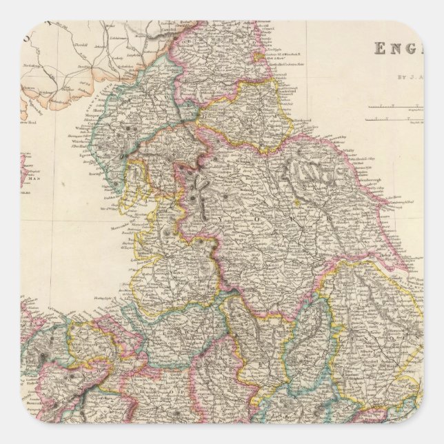 England 3 fyrkantigt klistermärke (Framsida)