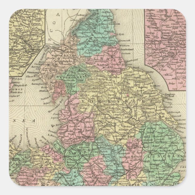 England 6 fyrkantigt klistermärke (Framsida)