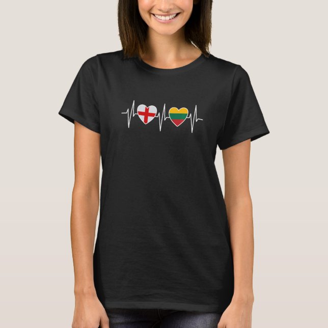 England And Lithuania Lithuanian Flag Flags T Shirt (Framsida)