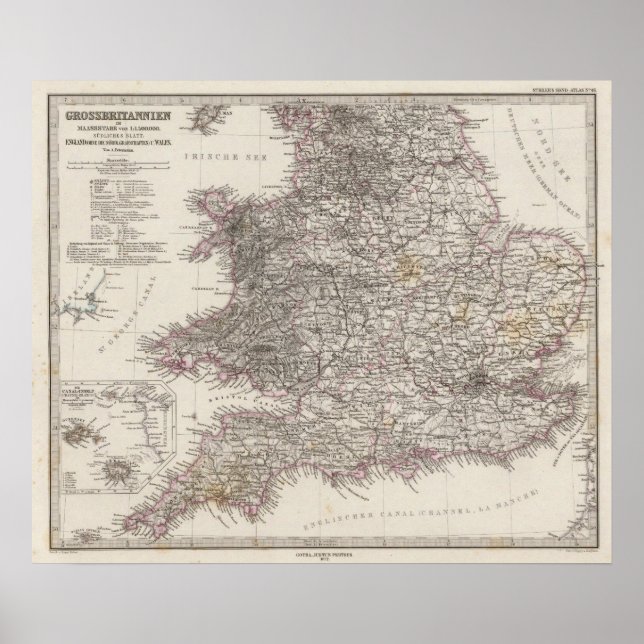 England Atlas Karta Poster (Framsidan)