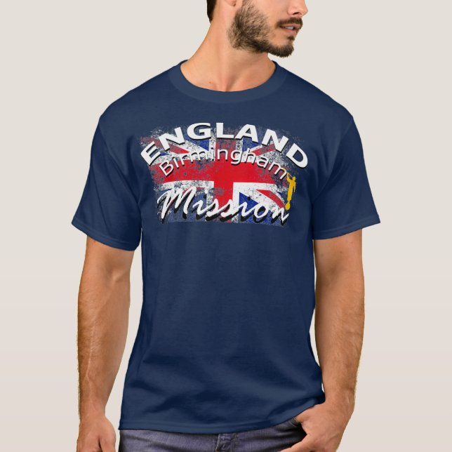 England Birmingham Mormon LDS Uppdrag Missionär T Shirt (Framsida)