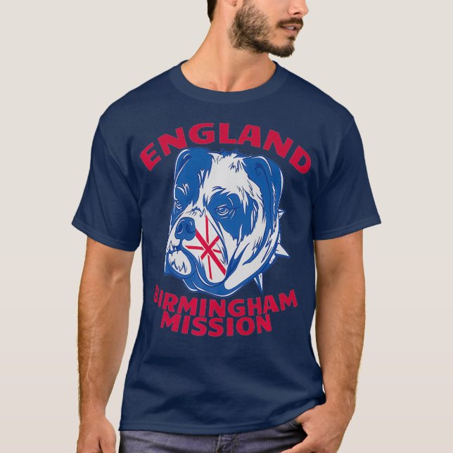 England Birmingham Uppdrag LDS Missionary Mormon T Shirt (Framsida)