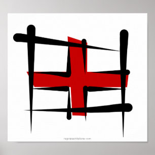 England Brush Flagga Poster