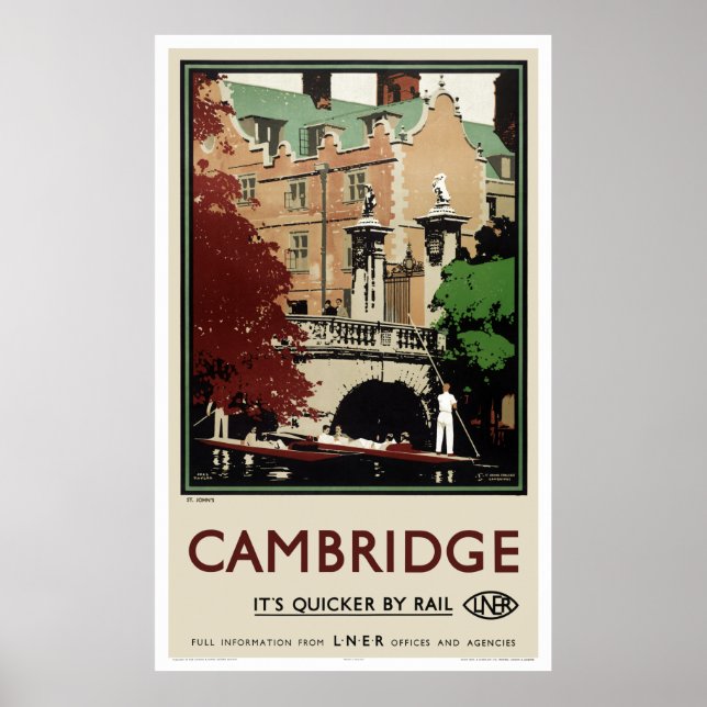England Cambridge Vintage resor Poster återställd (Framsidan)