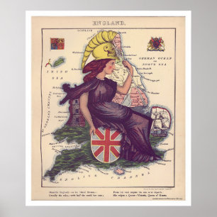 England Caricature Karta 1868 Poster