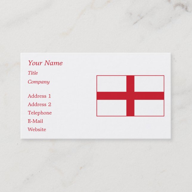 England - engelsk medborgareflagga visitkort (Framsida)