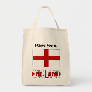 England engelska flagga svart personalisering tygkasse
