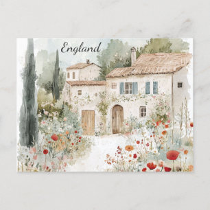 England English Village Countryside Watercolor Vykort