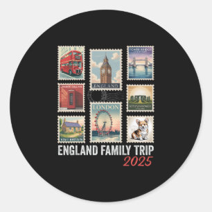 England Familjeresa 2025 Frimärke London Eye  Runt Klistermärke
