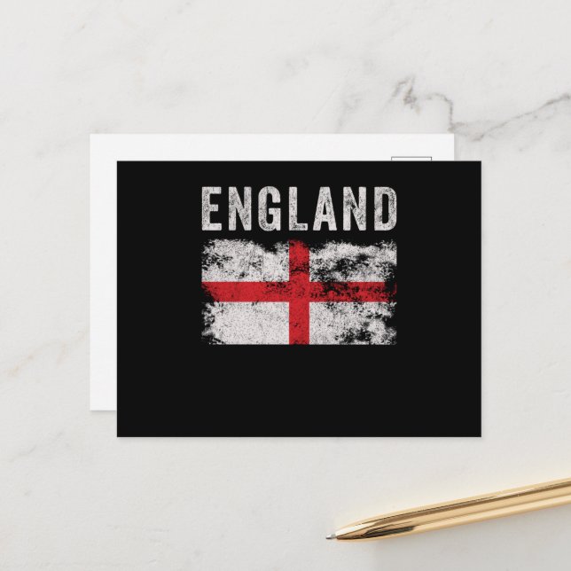 England Flag British Souvenir Cool Vykort (Fram/Back In Situ)