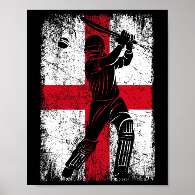 England Flag Cricket Jersey Fan Player Coach  Poster (Framsidan)