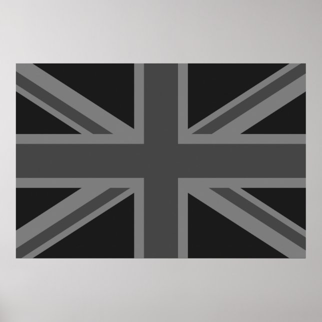 England Flagga Black Grått Poster (Framsidan)