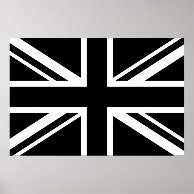 England Flagga Black White Poster (Framsidan)