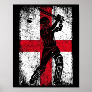 England Flagga Cricket Tröja Fan Spelare Tränare Poster